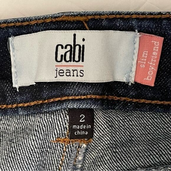 CAbi Low Rise Factory Distressed Slim Boyfriend Boho Blue Jeans Size 2 - Picture 8 of 12